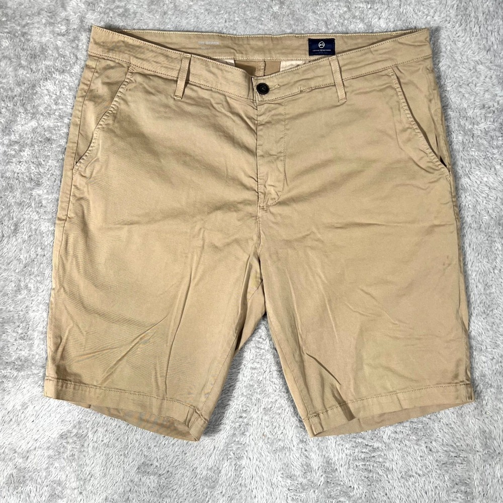 AG Adriano Goldschmied The Griffin Relaxed Chino Shorts Mens 38R Khaki Cotton